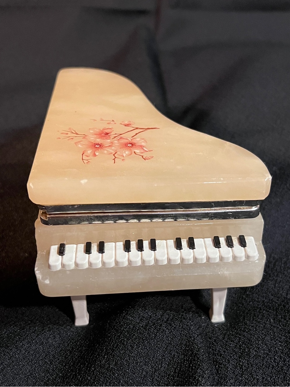 Vintage George Good Genuine Alabaster Piano Trinket Box - Handcrafted in Italy